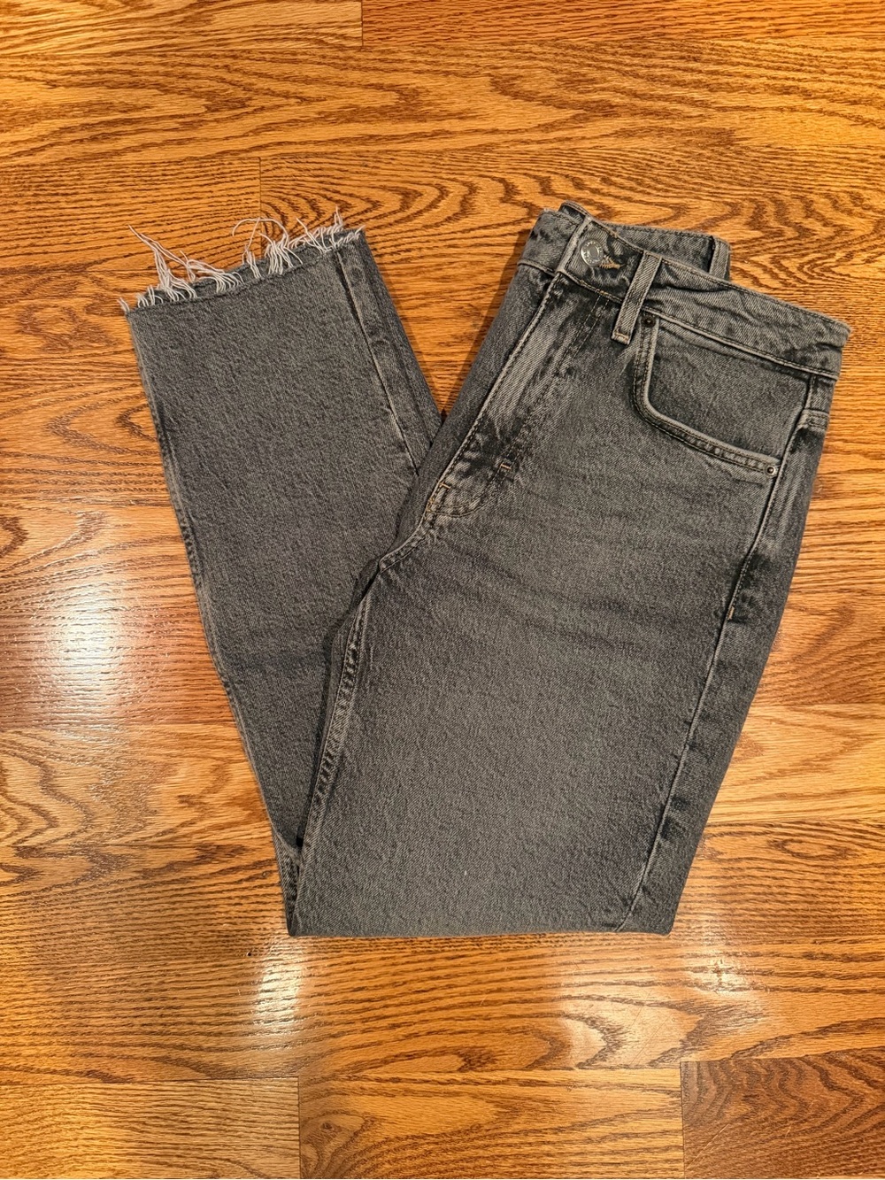 Black Washed Straight Leg Jeans